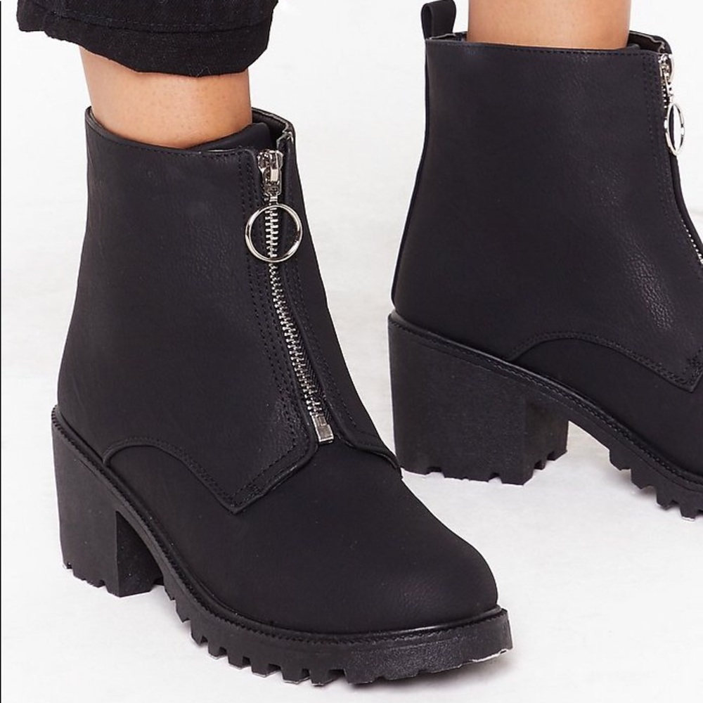 Nasty Gal If the Shoe Zips Faux Leather Boots